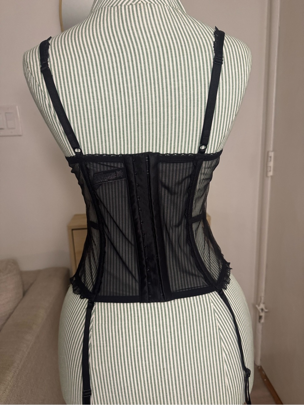 Victoria's Secret Black Lace Bustier with Pink Ribbon Bows - Picture 3 of 4